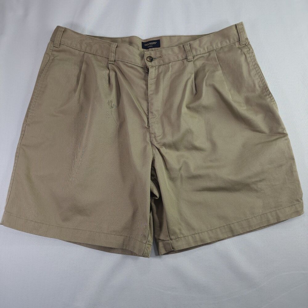 Dockers Khakis Pleated Chino Shorts Khaki W38 100% Cotton Vintage